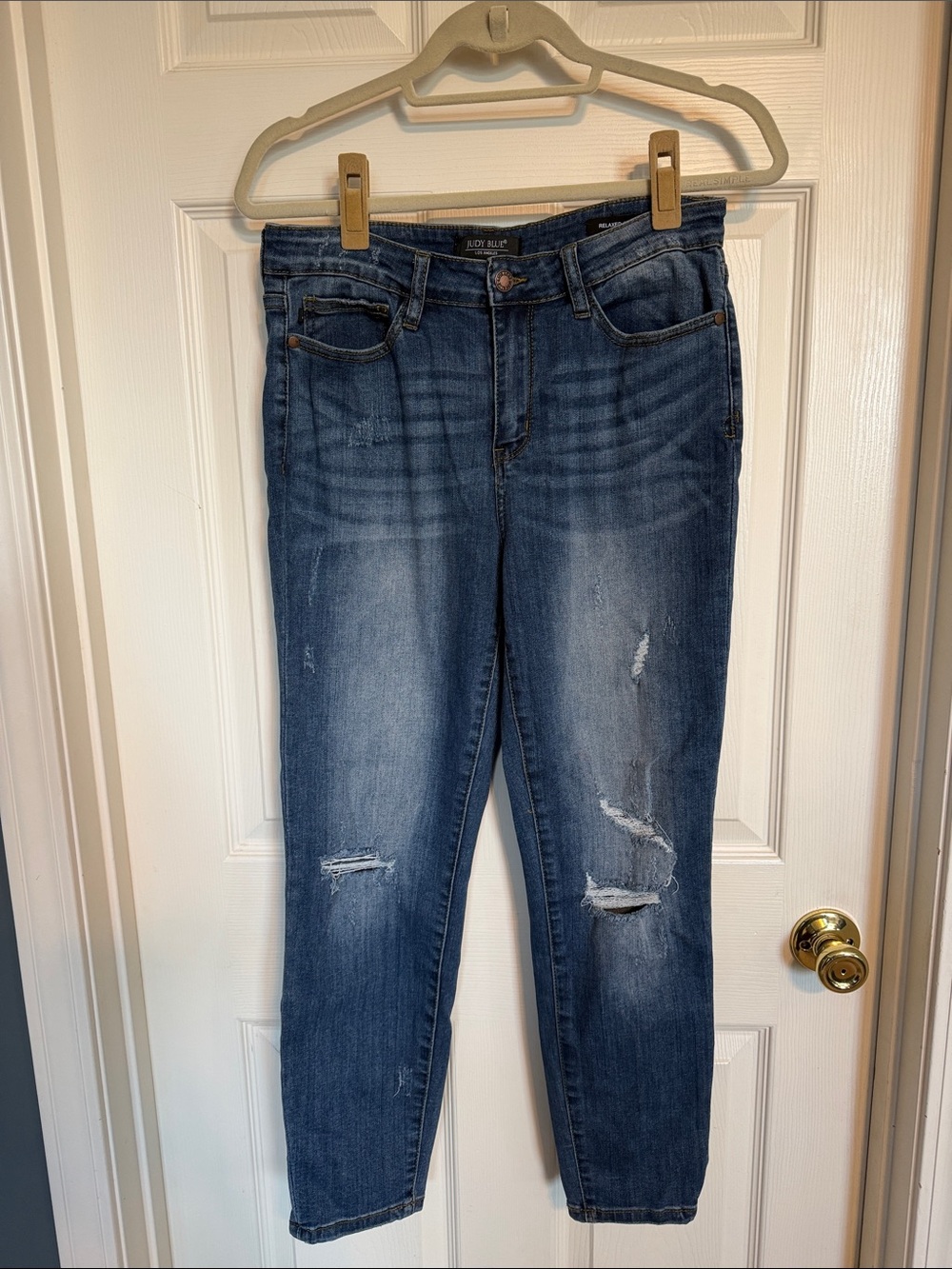 Judy Blue Dark Blue Distressed Boyfriend Jeans